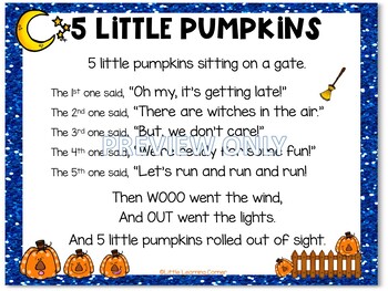 Five Little Pumpkins Build a Poem Pocket Chart Center by Little ...