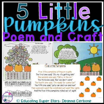 Preview of 5 Little Pumpkins Poem and Craft- With Poem for Pocket Chart