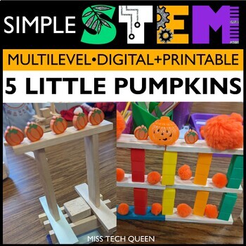 Preview of 5 Little Pumpkins STEM Challenge Halloween STEAM Activities Five October Fall