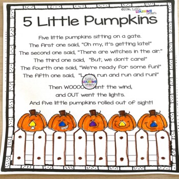 5 Little Pumpkins poem by Little Learning Corner TPT
