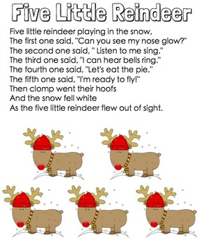 5 Little Reindeer Christmas Pocket Chart Poetry Packet by Golden Rule