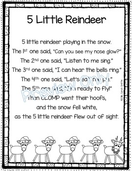 Preview of 5 Little Reindeer - Christmas Poem for Kids