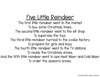5 Little Reindeer Poem and Craft by Educating Super Stars | TPT