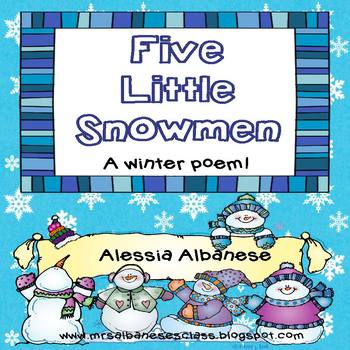 Preview of 5 Little Snowmen - A Winter Poem {Freebie!}
