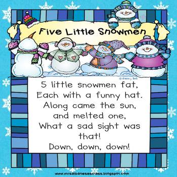 5 Little Snowmen - A Winter Poem {Freebie!} by Alessia Albanese | TPT