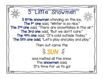 5 Little Snowmen...Adapted Poem by Polka Dot Poodle | TpT