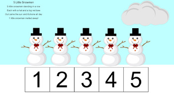 Preview of 5 Little Snowmen Smart Notebook