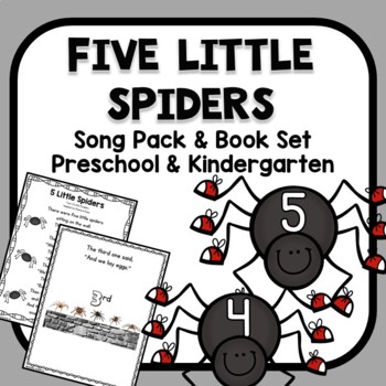 Preview of 5 Little Spiders Song Pack and Book Set for PreK and Kindergarten