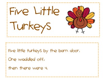 5 Little Turkeys by Kindergarten Fever | Teachers Pay Teachers