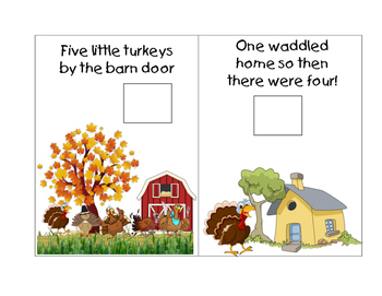 Preview of 5 Little Turkeys Mini Book