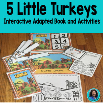 Preview of 5 Little Turkeys books, Interactive book Thanksgiving Differentiated
