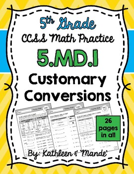 Preview of 5.MD.1 Practice Sheets: Customary Conversions
