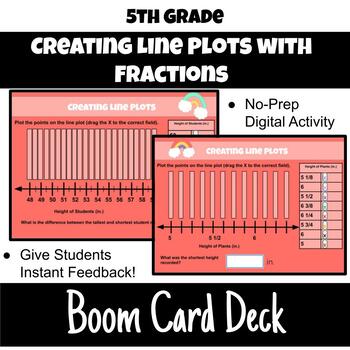Preview of 5.MD.2 - 5th Grade Creating Line Plots with Fractions Boom Card Deck Activity