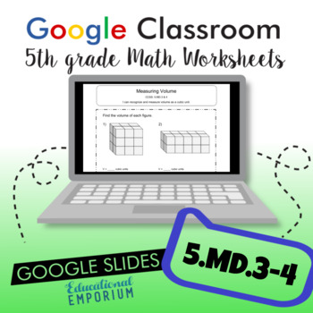 Preview of 5.MD.3 Worksheet for Google Classroom™ 5.MD.4 Worksheet ⭐ Volume