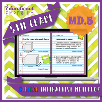 Preview of 5.MD.5 Interactive Notebook: Volume Word Problems ⭐ Digital
