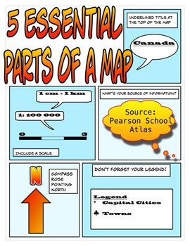 Preview of 5 Map Essentials Anchor Chart