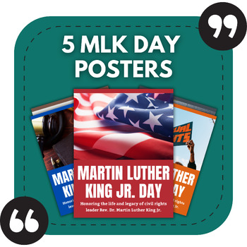 Preview of 5 Martin Luther King Jr Day Bulletin Board Posters | Seasonal Classroom Decor