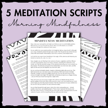 Preview of 5 Mental Health Meditation Scripts SET 2 | Morning SEL & Wellness Activities