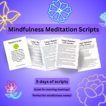 Preview of 5 Mindfulness Meditation Scripts - Morning Meetings, Guided Imagery, Relaxation