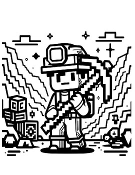 Preview of 5 Minecraft Themed Block Coloring Sheets- Develop Fine Motor Skills