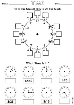 5 Minute Analogue Clock Time by Pinkstix | Teachers Pay Teachers