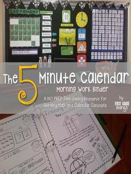 Preview of 5 Minute Calendar NO PREP Morning Work & Weather Workbook {Common Core Aligned}