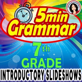 Preview of 5 Minute Grammar 7th Grade Slideshow Follow Along Notes Introducing Grammar