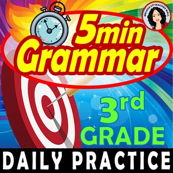 Preview of 5 Minute Grammar Daily Grammar Worksheets 3rd GRADE Practice and Assessment