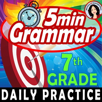 Preview of 5 Minute Grammar Daily Grammar Worksheets 7th GRADE Practice and Assessment