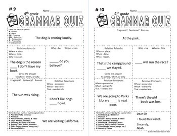 free worksheets for 4th grade grammar