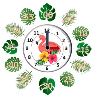 5 Minute Interval Labels for Classroom Clock Palm Leaf | TPT