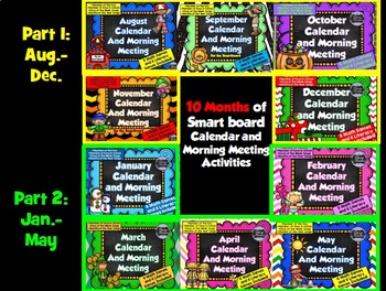 Preview of 5 Month (Aug-Dec) Bundle of Smartboard Calendars & Games! -Part 1