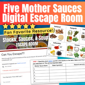 Preview of 5 Mother Sauces *Digital Breakout* Activity