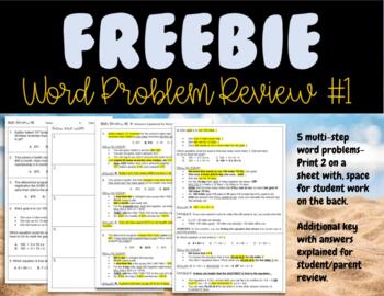 Preview of 5 Multi-Step Word Problems Review with Answers Explained