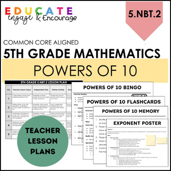 Preview of 5.NBT.2 - Powers of 10 (Anchor Chart, Games, Worksheets)