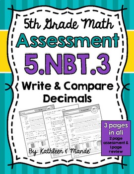 Preview of 5.NBT.3 Assessment: Read, Write, & Compare Decimals