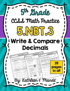 Preview of 5.NBT.3 Practice Sheets: Write & Compare Decimals