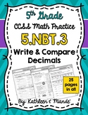 5.NBT.3 Practice Sheets: Write & Compare Decimals