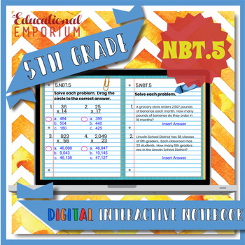 Preview of 5.NBT.5 ⭐ Multiplication Interactive Notebook for Google Classroom™ 5th Grade