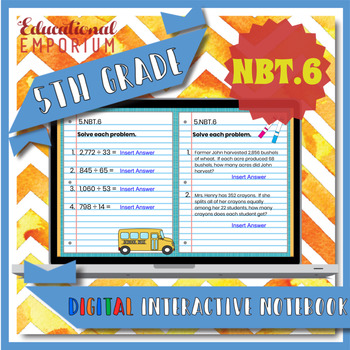 Preview of 5.NBT.6 ⭐ Division Interactive Notebook for Google Classroom™ 5th Grade Math