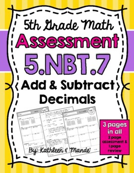Preview of 5.NBT.7 Assessment: Add & Subtract Decimals