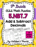 5.NBT.7 Practice Sheets: Add & Subtract Decimals