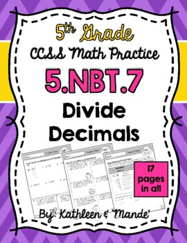 Preview of 5.NBT.7 Practice Sheets: Divide Decimals