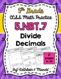 5.NBT.7 Practice Sheets: Divide Decimals