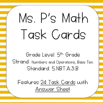 Preview of 5.NBT.A.3.B Compare Decimals Task Cards | Distance Learning