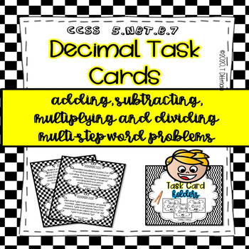 Preview of 5.NBT.B.7 5th Grade Math Review Decimal Task Cards Word Problems