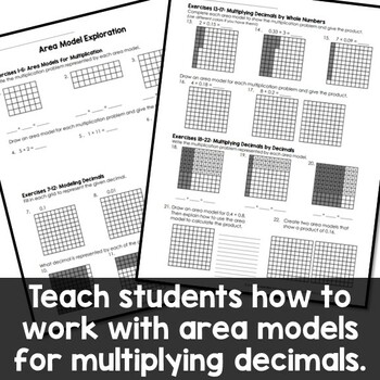 multiplying decimals using area models worksheets
