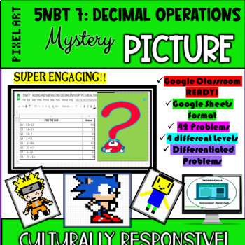 Preview of 5.NBT7: DECIMAL OPERATIONS (Add/Subtract) PIXEL ART - FLUENCY AND WORD PROBLEMS