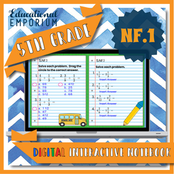 Preview of 5.NF.1 Interactive Notebook: Adding and Subtracting Fractions ⭐ Digital