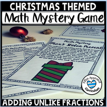 Preview of Christmas Math Mystery 5th Grade Adding and Subtracting Fractions